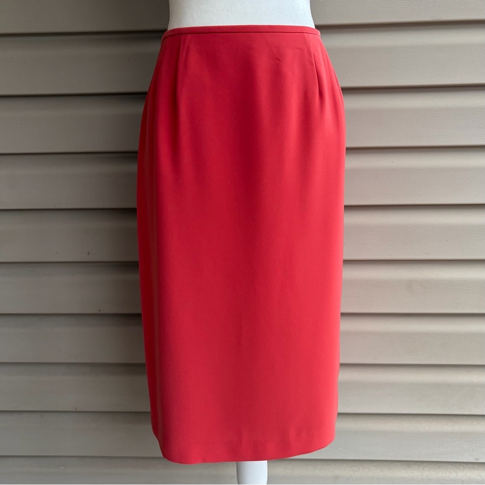 •Kasper• Deep Coral Fully Lined Pencil Skirt - Size 12